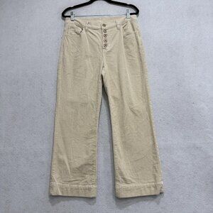 CAbi Pants Womens 4 Beige Corduroy Straight Leg High Rise Button Fly Casual